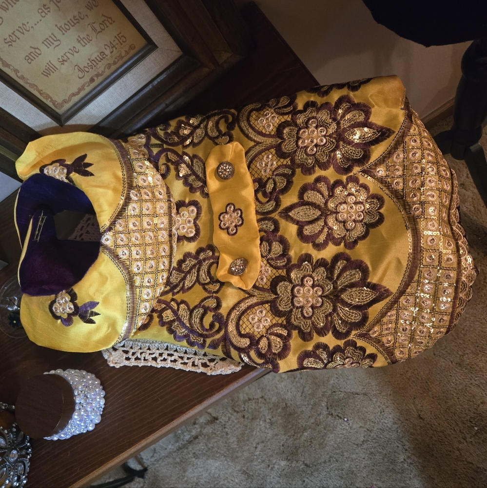 Vibrant Yellow and Purple Floral Dog Jacket